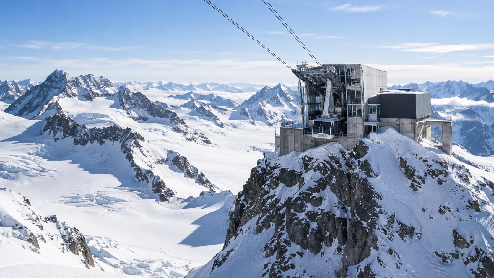 Matterhorn Glacier Paradise cable car station on the Klein Matterhorn glacier, Europe's highest cable car station